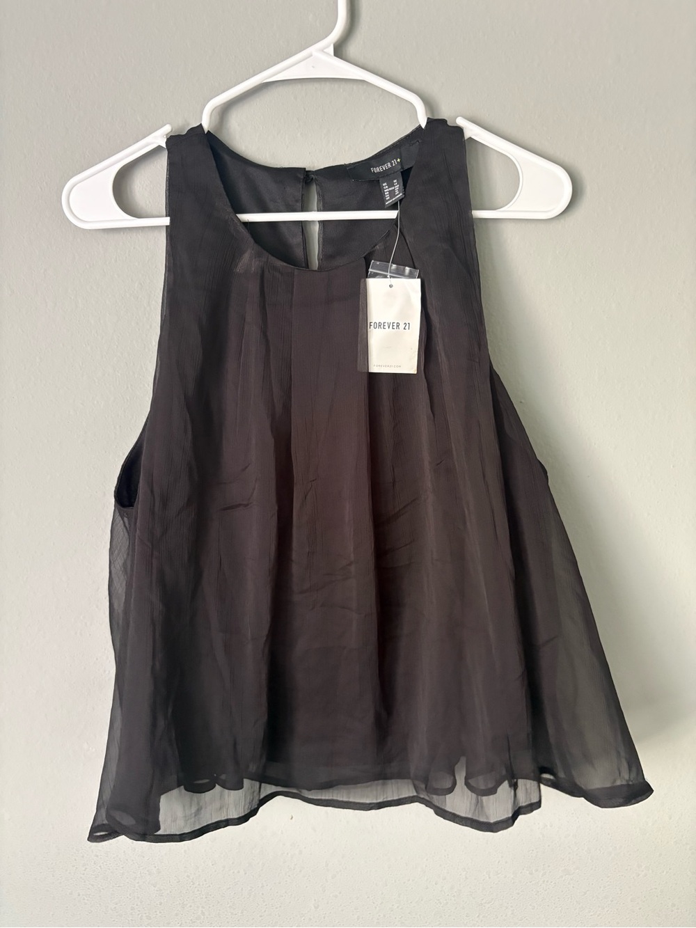 NWT Forever 21+ Black Chiffon High-Neck Flowy Tank Top Plus Size 1X